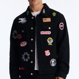 Outlaw Patchwork Denim Jacket - Black
