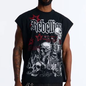 Rebellion Oversized Muscle Tee - Black