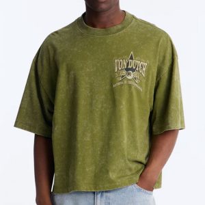 Von Dutch Originals Vintage Heavy Weight Boxy Short Sleeve Tee - Olive