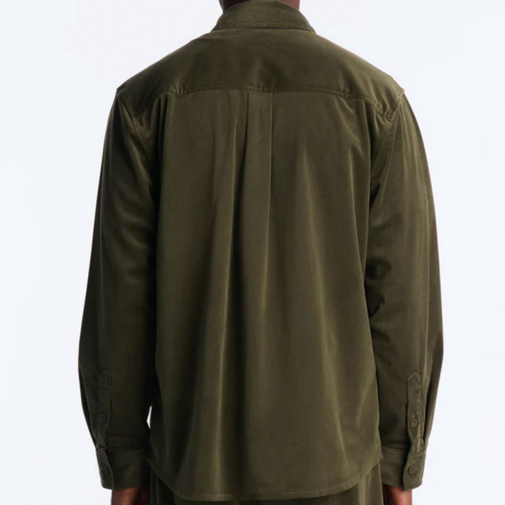 Relaxed Lincoln Park Textured Button Up Shirt - Dark Olive - Image 2