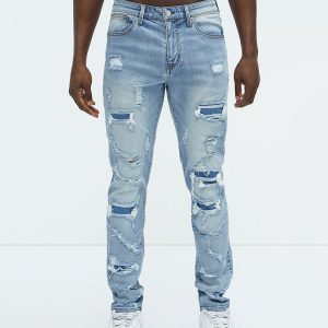 Through It Ripped Skinny Jeans - Vintage Blue Wash
