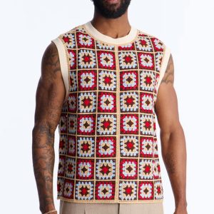 Square One Sweater Vest - Burgundy/combo