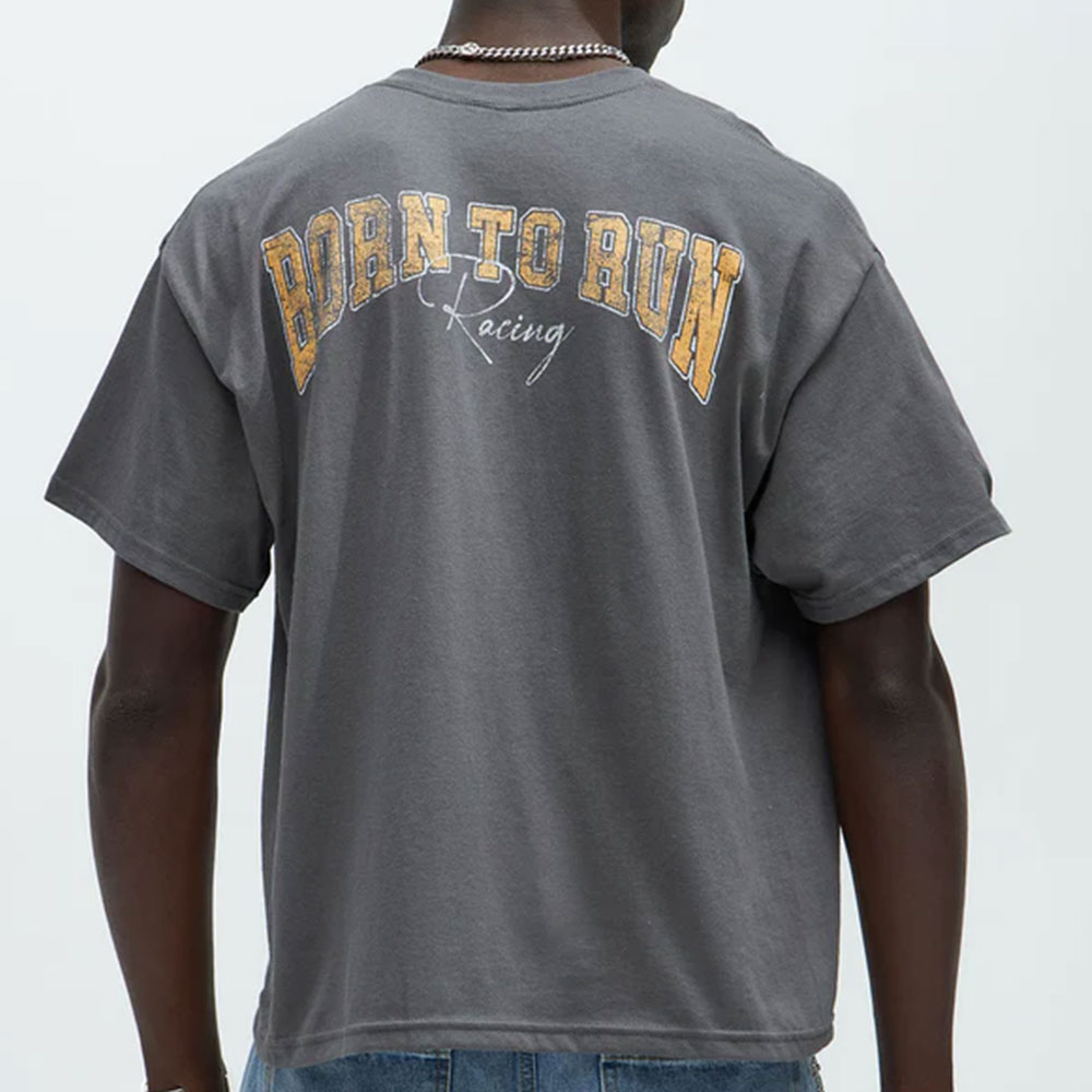 Born To Run Short Sleeve Cropped Tee - Charcoal - Image 2