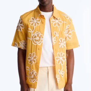 Paper Flore Short Sleeve Button Up Shirt - Mustard