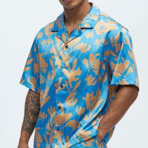 Bloom Off Printed Cuban Collar Shirt - Blue/combo