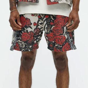 Petals Tapestry Shorts - Red/combo