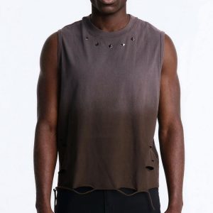 Washed Embellished Muscle Tee - Taupe