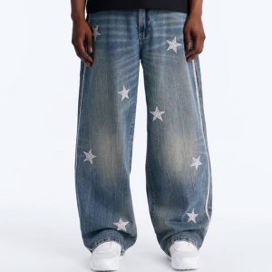 Baggy Cosmic Star Tux Jean - Medium Blue Wash