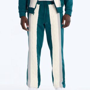 Straight Contrast Panel Knitted Track Pant - Teal