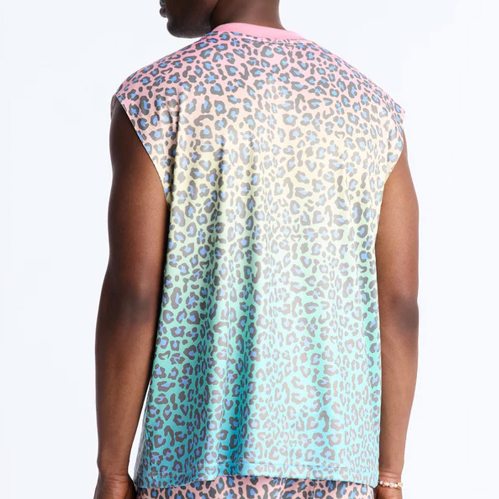 Relaxed Electric Rave Leopard Sleeveless Crew Neck Tank - Multi Color - Image 2