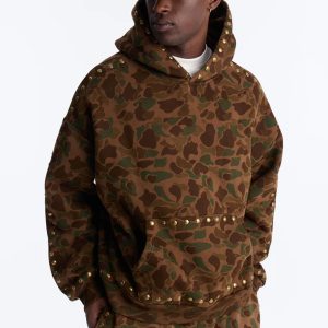 Oversized Frontline Studded Camo Hoodie - Camouflage