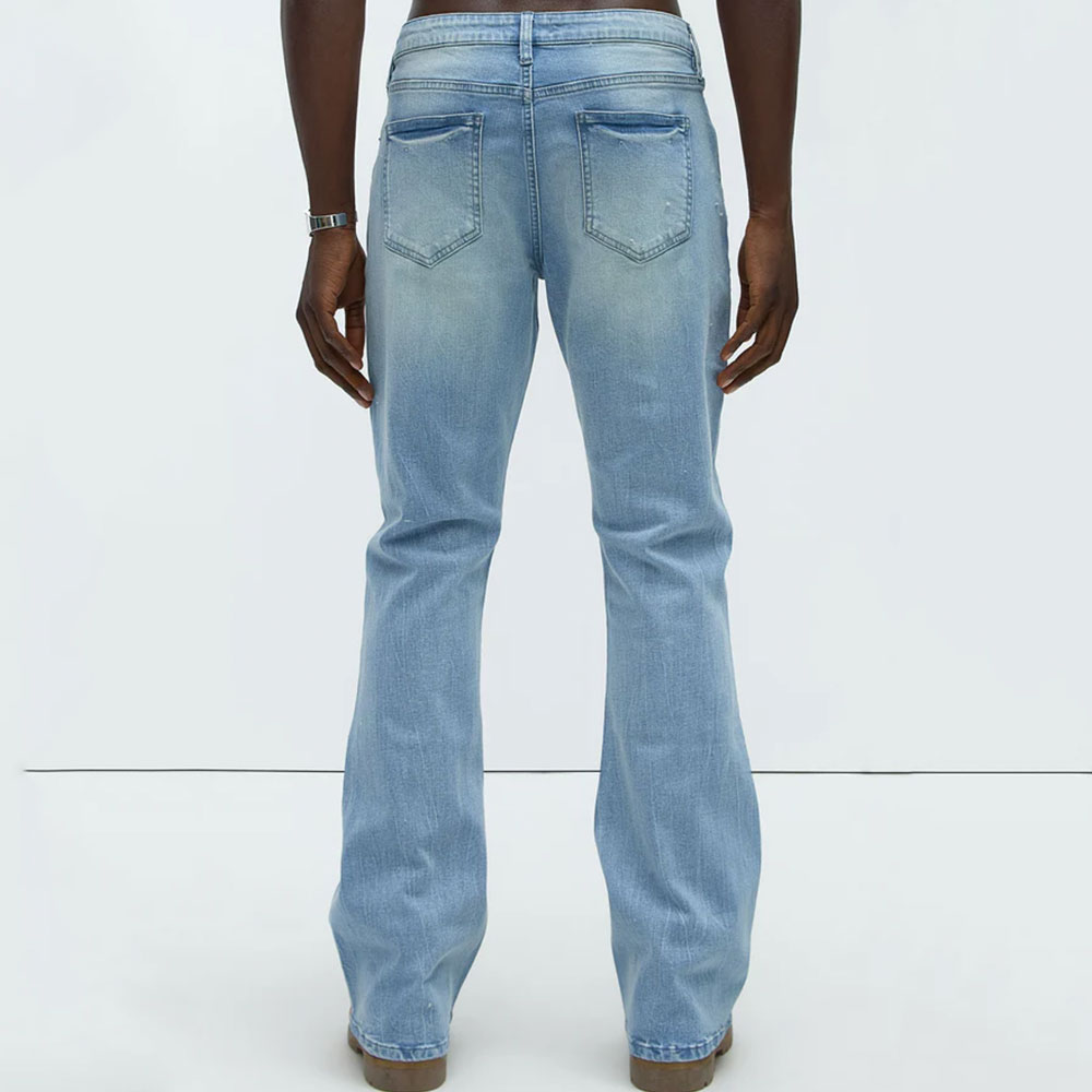 Dreamy Stacked Slim Flare Jeans - Light Blue Wash - Image 2