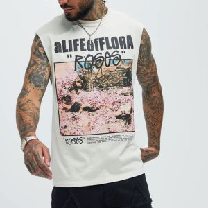A Life Of Flora Sleeveless Tee - Tan