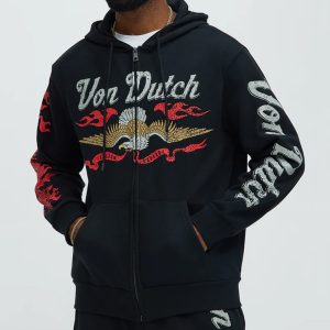 Von Dutch Fire Zip Hoodie - Black
