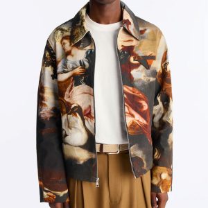 Cropped Renaissance Printed Twill Work Jacket - Multi Color