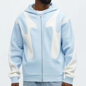 Tyson Oasis Paneled Zip Up Hoodie - Blue/combo