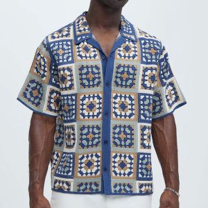 Nolan Textured Shirt - Tan/Multi