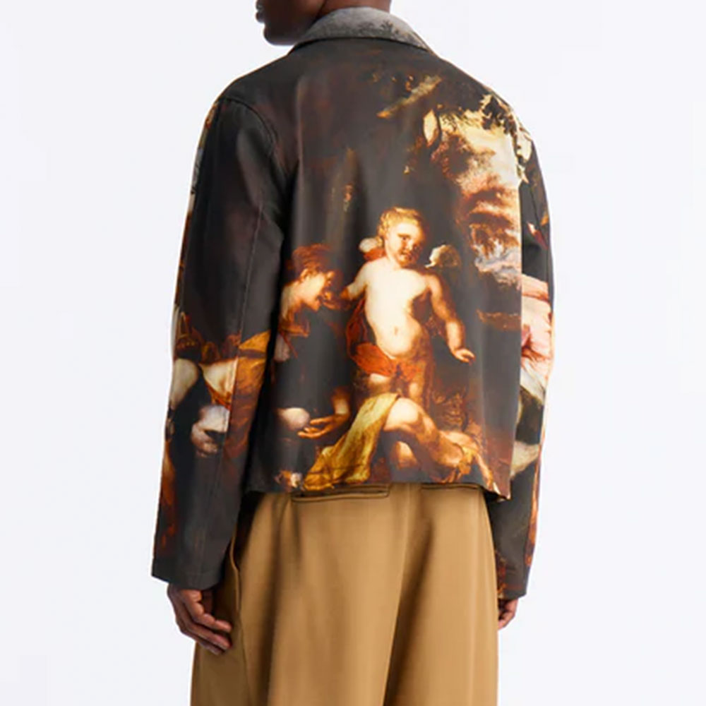 Cropped Renaissance Printed Twill Work Jacket - Multi Color - Image 2
