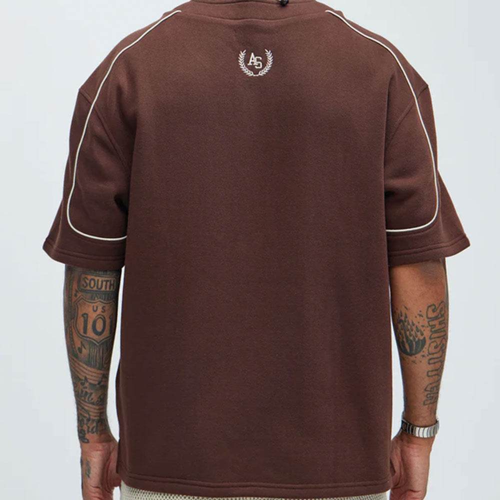Athletics Sports Club Short Sleeve Henley - Brown - Image 2