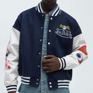 Von Dutch Eyeball Varsity Jacket - Navy/combo