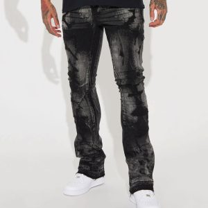 No Cap Stacked Skinny Flare Jeans - Black Wash