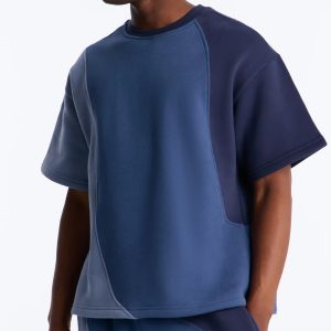 Oversized Neapolitan Paneled Sweatshirt - Blue/combo